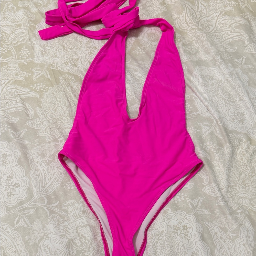 SHEIN Vibrant Pink One Piece Swimsuit